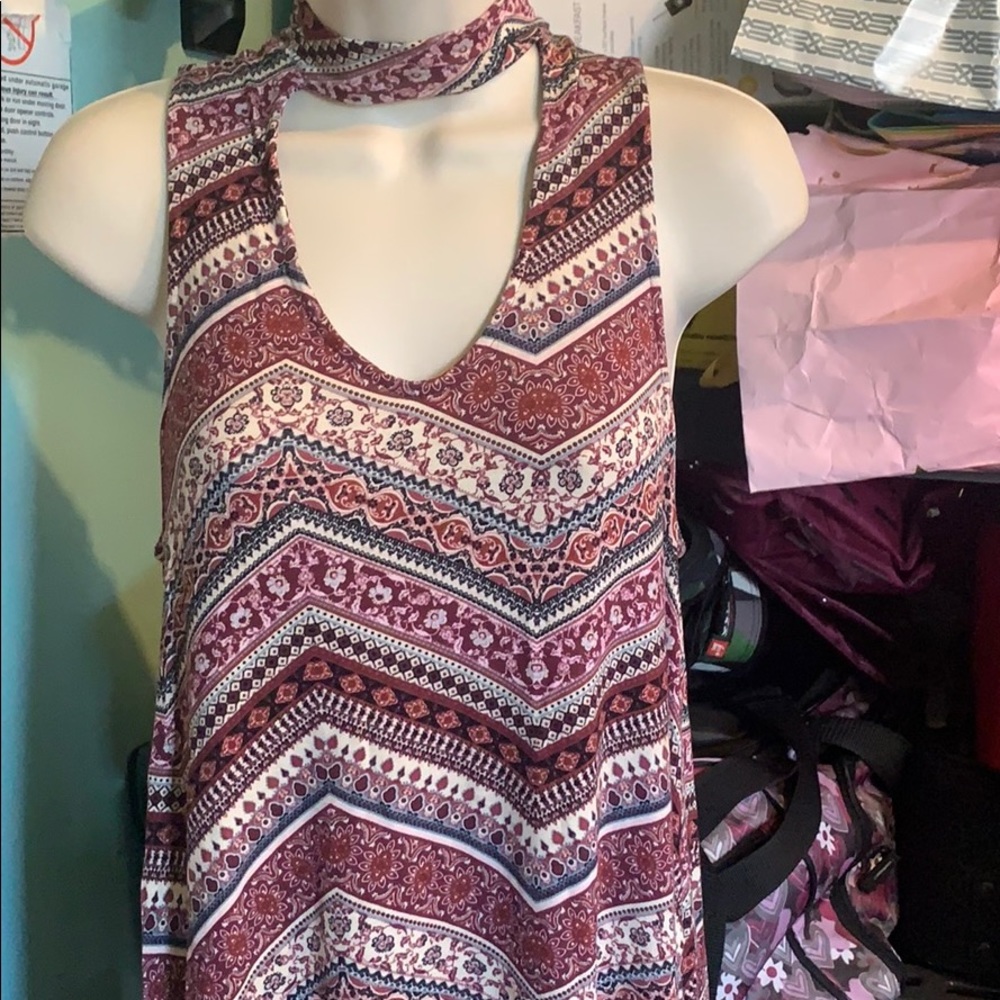 Float Pattered Choker Neck Dress